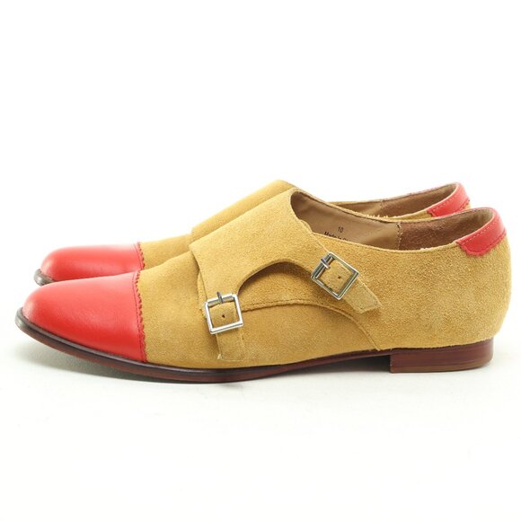 Andrea Women's Tan and Red Buckle Loafers - Picture 6 of 16